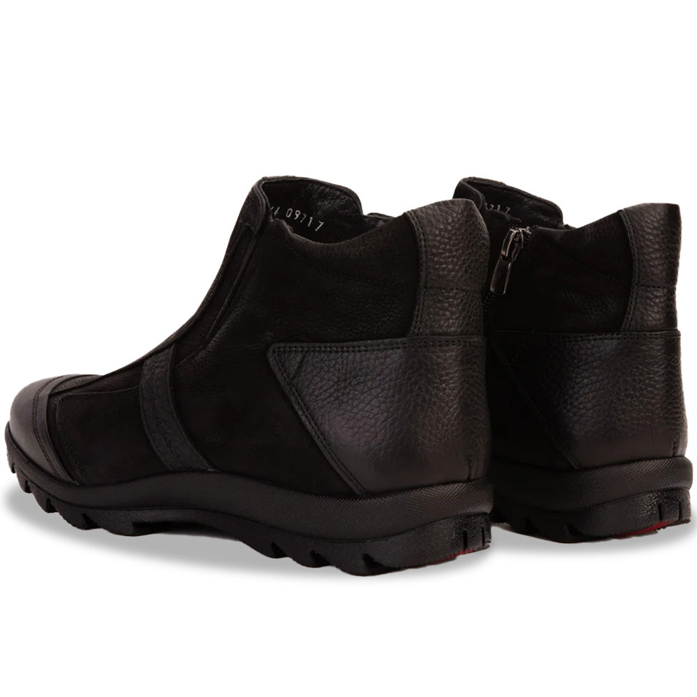 Vinci Leather The Montreal Suede Casual Zip-up Ankle Boot Black
