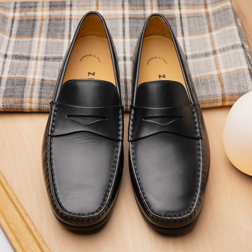 Zelli Monza Calfskin Driving Loafers Black (35-100-BLK)