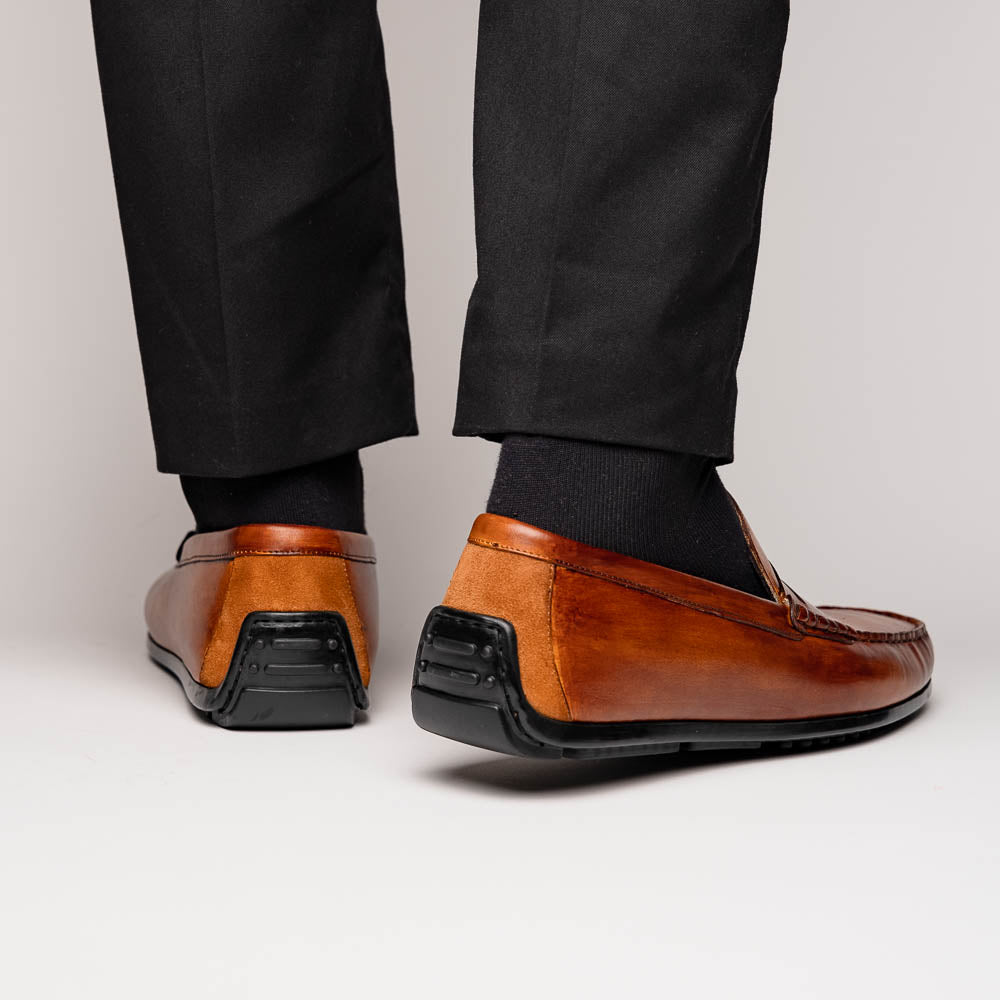 Zelli Monza Hand Burnished Italian Calfskin Driving Loafers Cognac (35-115-CGN)