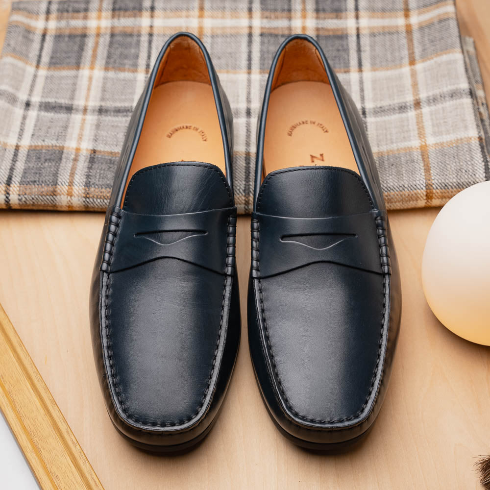 Zelli Monza Calfskin Driving Loafers Navy (35-100-NVY)