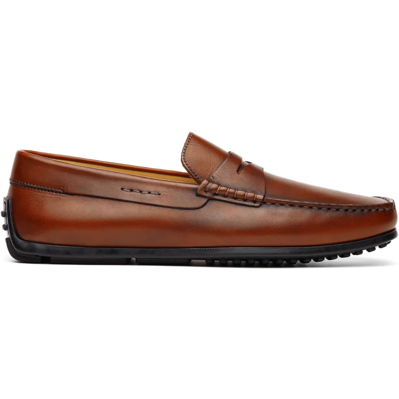 Zelli Monza Calfskin Driving Loafers Rust