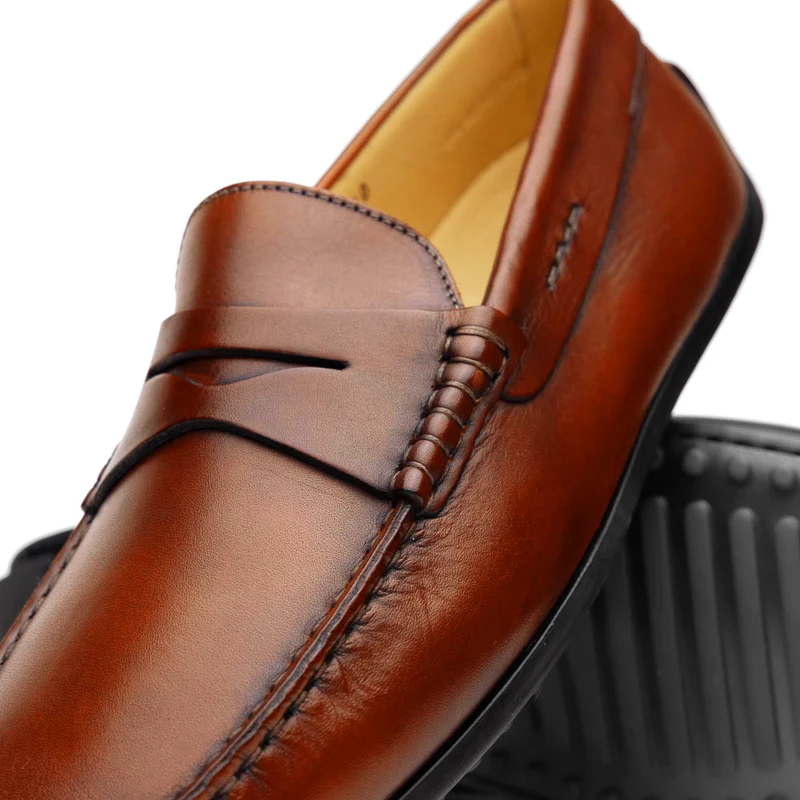 Zelli Monza Calfskin Driving Loafers Rust