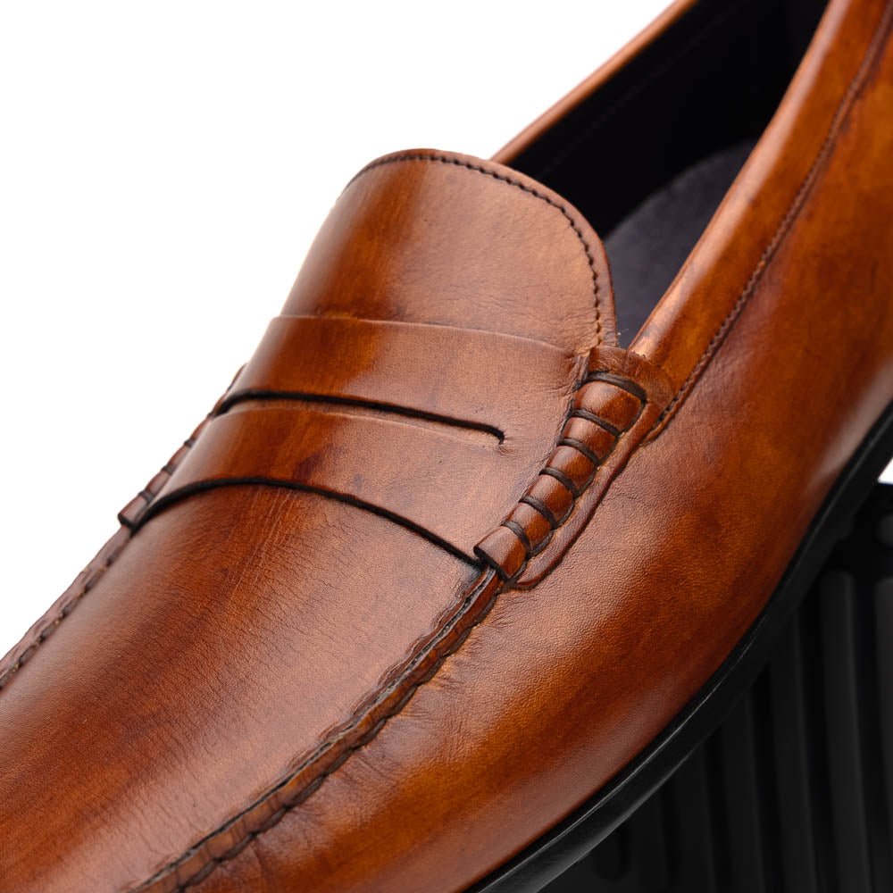 Zelli Monza Hand Burnished Italian Calfskin Driving Loafers Cognac (35-115-CGN)