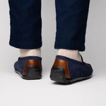 Zelli Monza Suede & Calfskin Driving Loafers Navy / Chestnut (36-300-NVY)
