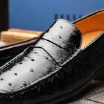 Zelli Monza Ostrich Quill Driving Loafers Black (33-100-BLK)