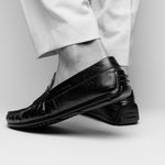 Zelli Monza Ostrich Quill Driving Loafers Black (33-100-BLK)