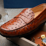 Zelli Monza Ostrich Quill Driving Loafers Brandy (33-100-BDY)