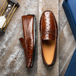 Zelli Monza Ostrich Quill Driving Loafers Brown (33-100-BRN)