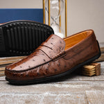 Zelli Monza Ostrich Quill Driving Loafers Brown (33-100-BRN)