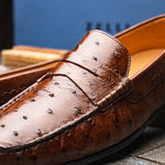 Zelli Monza Ostrich Quill Driving Loafers Brown (33-100-BRN)