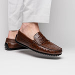 Zelli Monza Ostrich Quill Driving Loafers Brown (33-100-BRN)