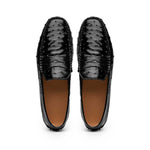 Zelli Monza Ostrich Quill Driving Loafers Black (33-100-BLK)