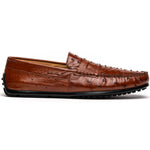 Zelli Monza Ostrich Quill Driving Loafers Brandy