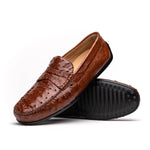 Zelli Monza Ostrich Quill Driving Loafers Brandy (33-100-BDY)