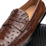 Zelli Monza Ostrich Quill Driving Loafers Brown (33-100-BRN)