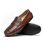 Zelli Monza Ostrich Quill Driving Loafers Brown (33-100-BRN)