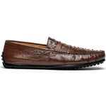Zelli Monza Ostrich Quill Driving Loafers Brown