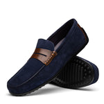 Zelli Monza Suede & Calfskin Driving Loafers Navy / Chestnut (36-300-NVY)