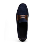 Zelli Monza Suede & Calfskin Driving Loafers Navy / Chestnut (36-300-NVY)