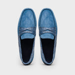 Zelli Monza Suede & Crocodile Driving Shoes Denim (31-160-DNM)