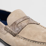 Zelli Monza Suede & Crocodile Driving Shoes Sand (MONZA-SUED-CROC)
