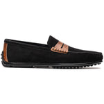 Zelli Monza Suede & Calfskin Driving Loafers Black / Chestnut