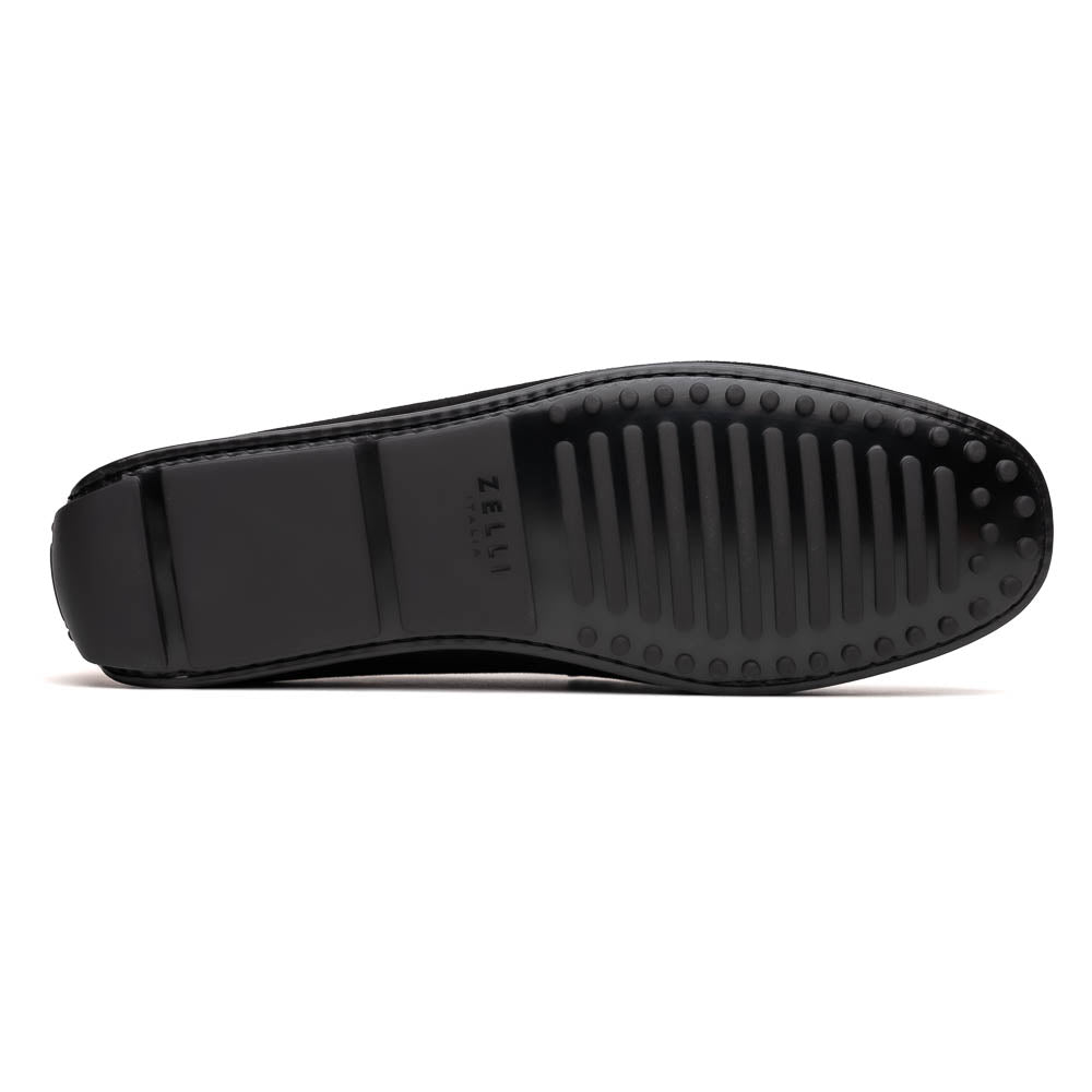 Zelli Monza Suede & Calfskin Driving Loafers Black / Chestnut (36-300-BLK)