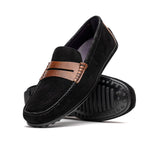 Zelli Monza Suede & Calfskin Driving Loafers Black / Chestnut (36-300-BLK)
