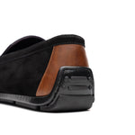 Zelli Monza Suede & Calfskin Driving Loafers Black / Chestnut (36-300-BLK)