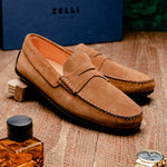 Zelli Monza Suede Driving Loafers Brown (36-101-BRN)