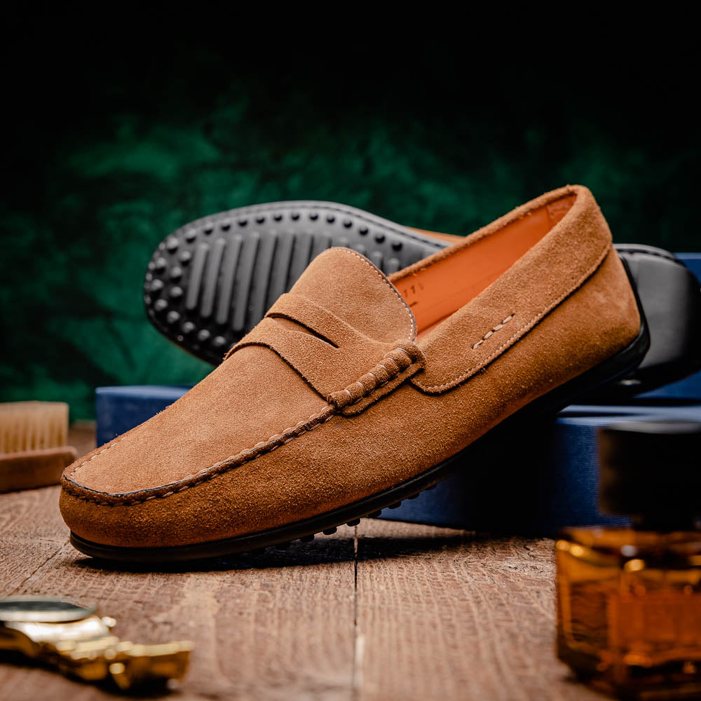 Zelli Monza Suede Driving Loafers Brown (36-101-BRN)