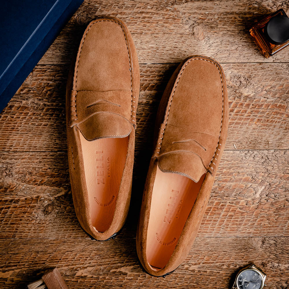 Zelli Monza Suede Driving Loafers Brown (36-101-BRN)