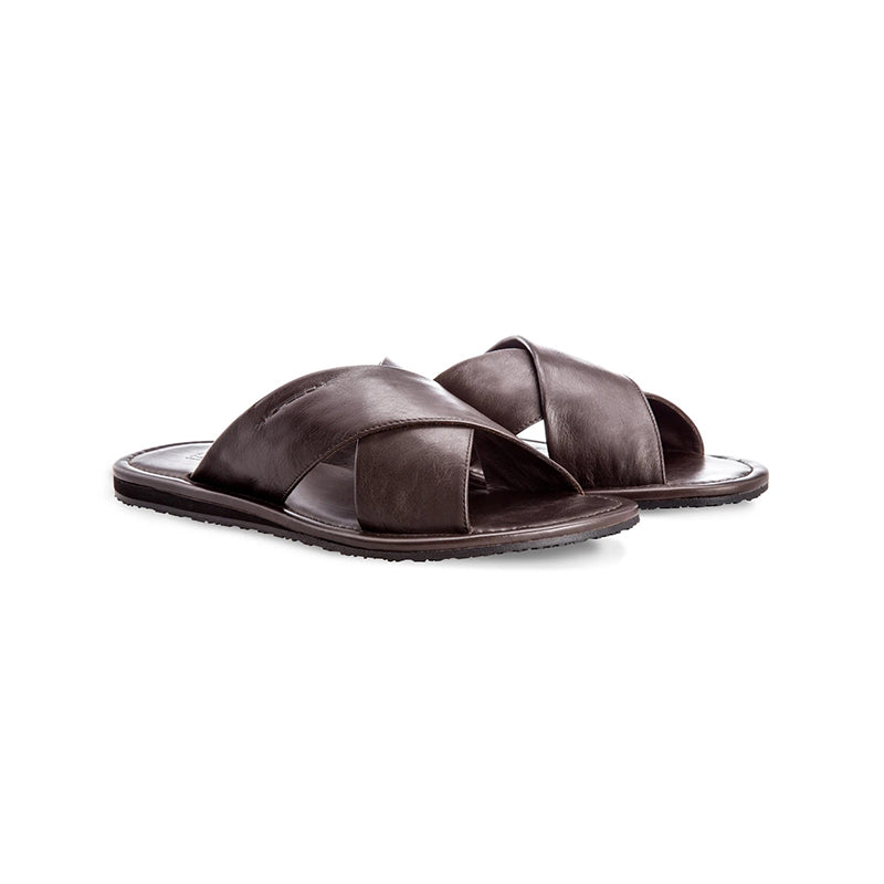 Moreschi Barbuda Calfskin Sandals Dark Brown