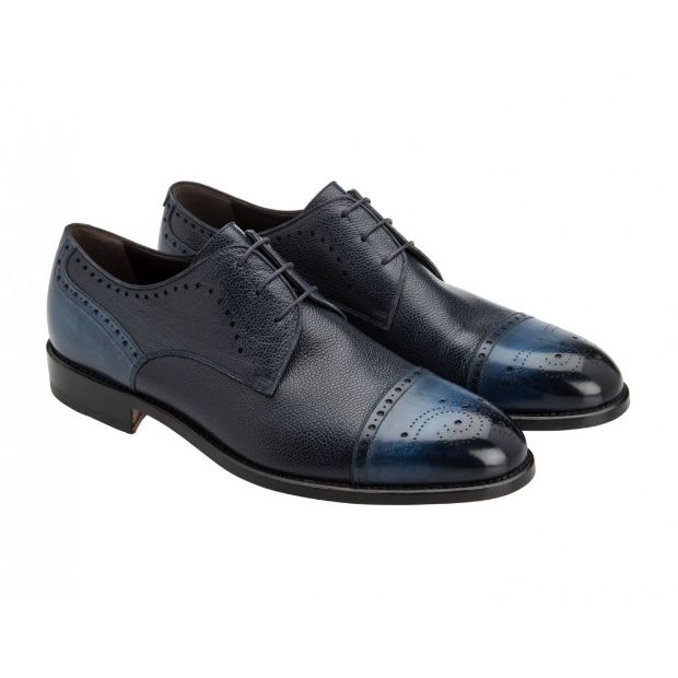 Moreschi 041778A Calfskin Derby Shoes Blue
