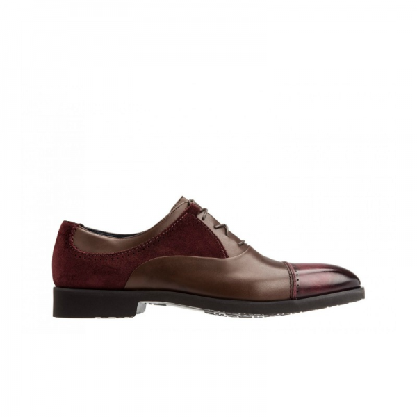 Moreschi 041788B Calfskin & Suede Oxfords Burgundy (SPECIAL ORDER)