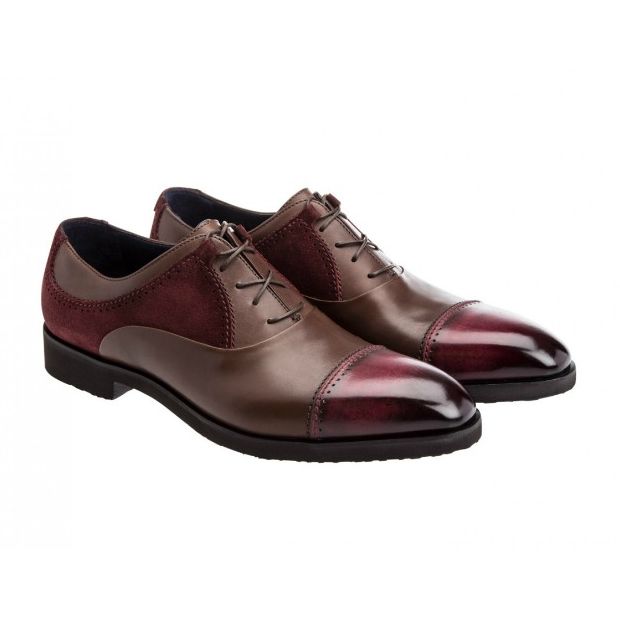 Moreschi 041788B Calfskin & Suede Oxfords Burgundy