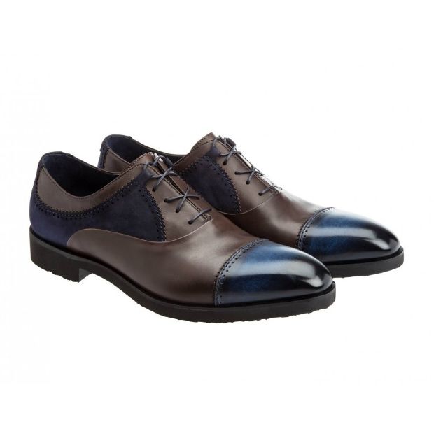 Moreschi 041788C Calfskin & Suede Oxfords Blue / Brown