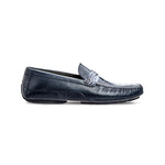 Moreschi 041960B Ostrich & Deerskin Driving Shoes Dark Blue