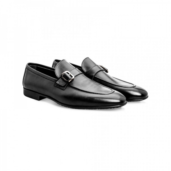 Moreschi 042174ENE Calfskin and Kangaroo Leather Loafers Black (SPECIAL ORDER)