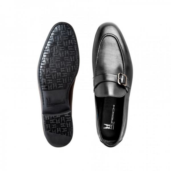 Moreschi 042174ENE Calfskin and Kangaroo Leather Loafers Black (SPECIAL ORDER)