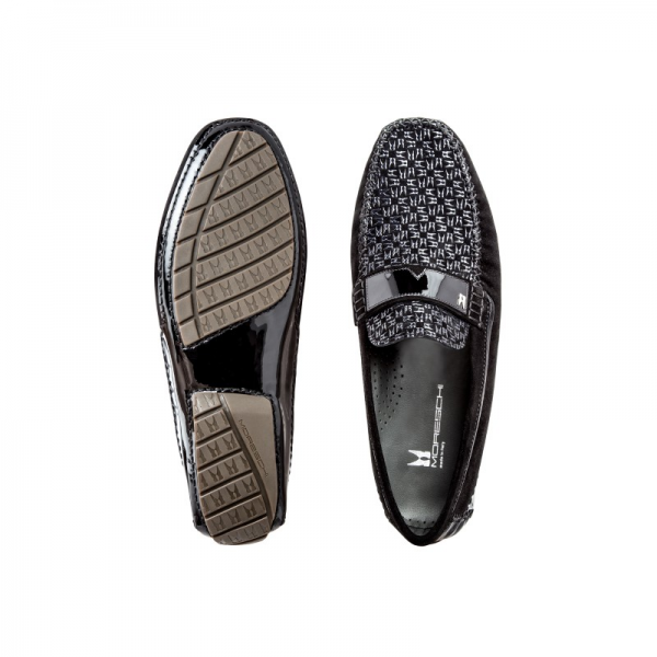 Moreschi 042307A Suede and patent Leather driver Shoes Black (SPECIAL ORDER)