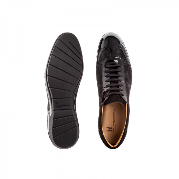 Moreschi 042323A Suede Leather sneakers with patent Leather Black (SPECIAL ORDER)