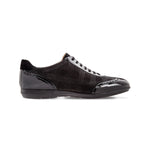 Moreschi 042323A Suede Leather sneakers with patent Leather Black