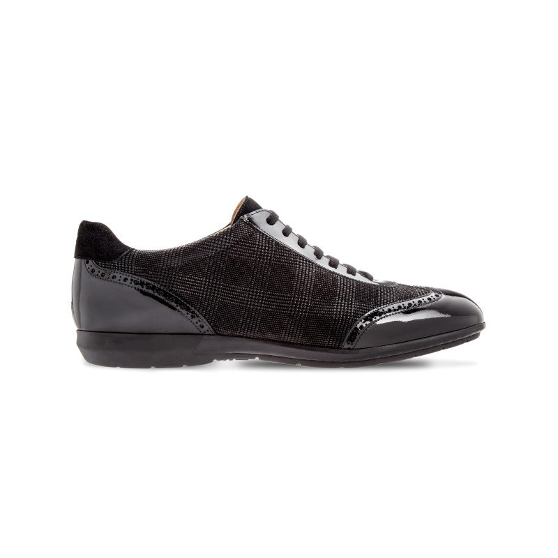 Moreschi 042323A Suede Leather sneakers with patent Leather Black