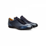 Moreschi 042323E Hammered calfskin Leather sneakers Dark Blue (SPECIAL ORDER)