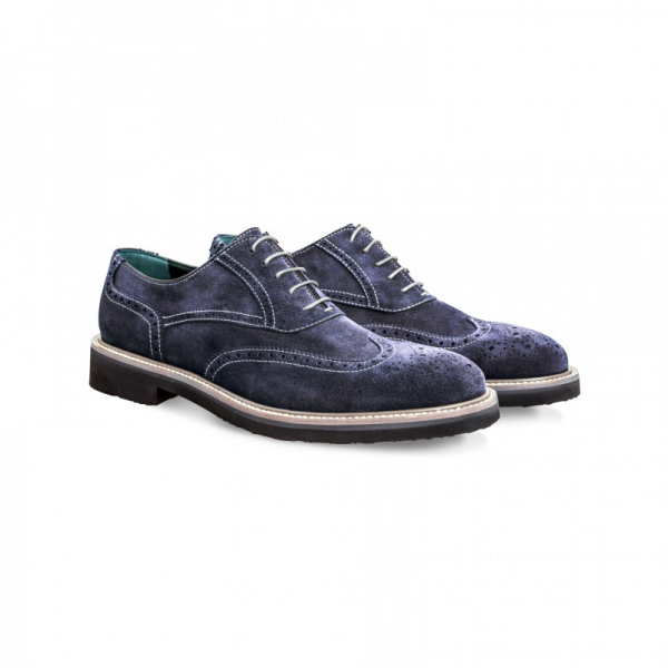 Moreschi 042382BBS Suede Leather Oxfords Blue (SPECIAL ORDER)