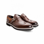 Moreschi 042498A Multi-Leather Monk Shoes Dark Brown (SPECIAL ORDER)