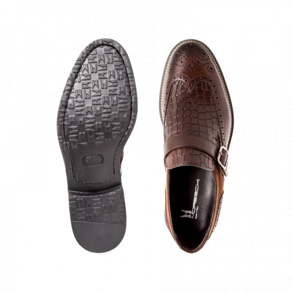 Moreschi 042498A Multi-Leather Monk Shoes Dark Brown (SPECIAL ORDER)