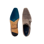 Moreschi 043121C Suede Monk Shoes Light Grey
