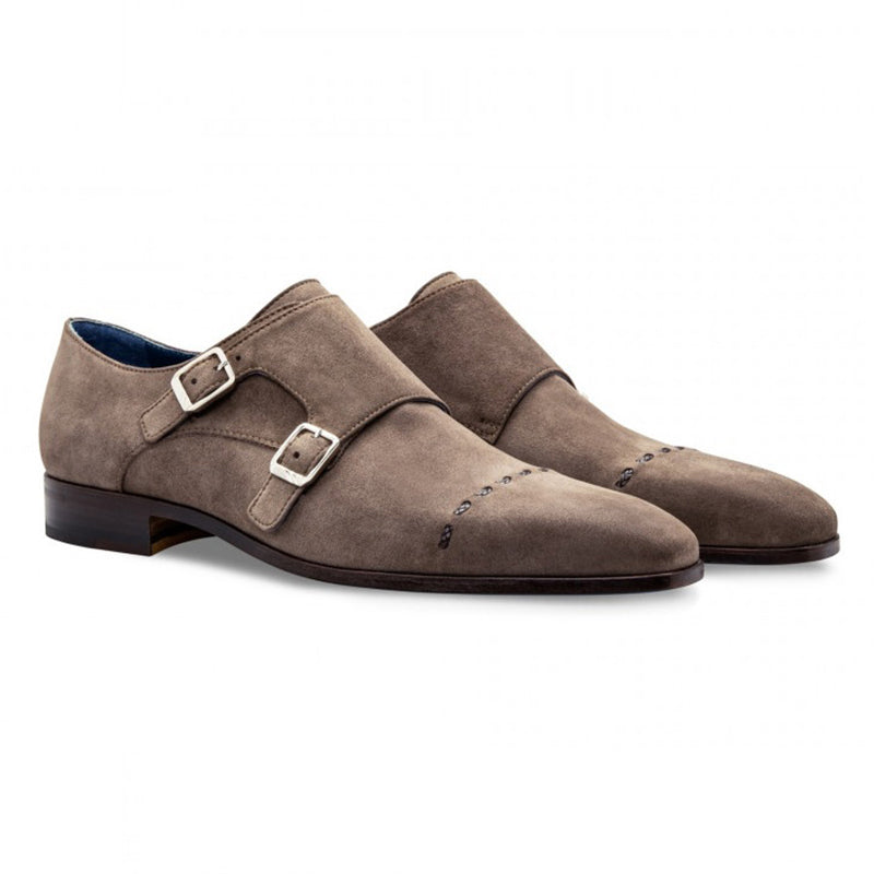 Moreschi 043121C Suede Monk Shoes Light Grey